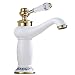Produktbild Weiß Wasserhahn Antik Messing Retro Wasserhahn Bad Nostalgie Wasserhahn Badezimmer Cold Hot Kaltwasser Mischbatterie Waschbecken Kupfer Gebürstet Armatur Waschbecken Mit Schlauch