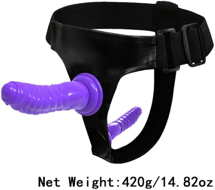 Novelty Female Adjustable Training Sports Belt with Double Headed Silicone Rod, Indoor Sex Device, Couple Gift (Purple)