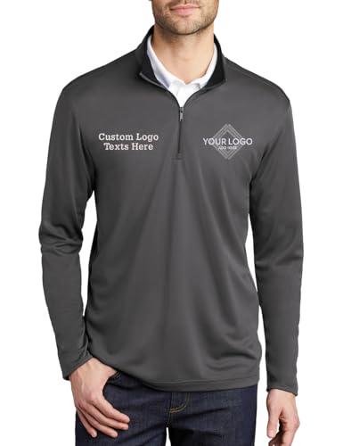 INK STITCH Men K584 Custom Embroidery Personalized Logo Texts Silk Touch Quarter Zip Pullover