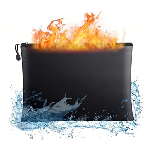 Feuerfeste Dokumententasche A5, 28x17cm Wasserfeste Tasche, Sicherheit Aufbewahrungsbeutel mit Ziplock, Geldtasche für Urkunden, Pässe, Rechtsakten, Wertsachen