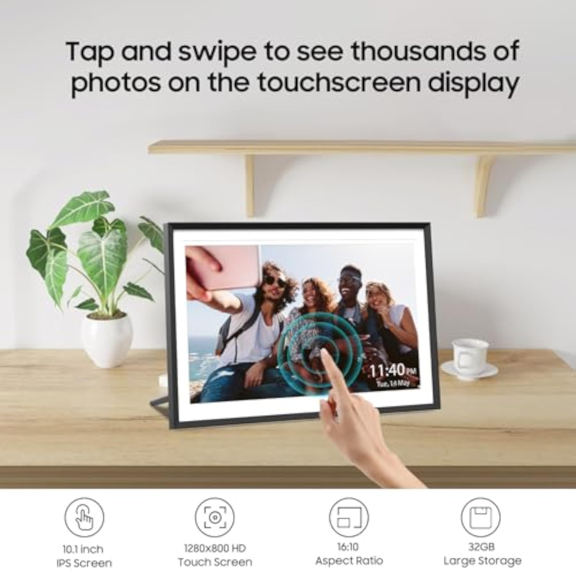 Nixplay 10.1 Digital Picture Frame, WiFi Photo Sharing