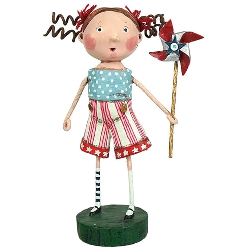 Lori Mitchell American Belle Polyresin Pinwheel USA Stars and Stripes 12277.