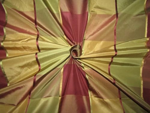 Tissu taffetas de soie pure à carreaux multicolores largeur 137cm