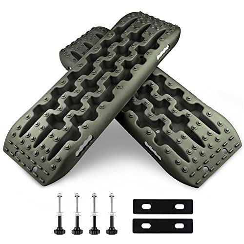 X-BULL New Recovery Traction Tracks Tire Ladder for Sand Snow Mud 4WD Mounting Pin Set Adjustable(Olive)