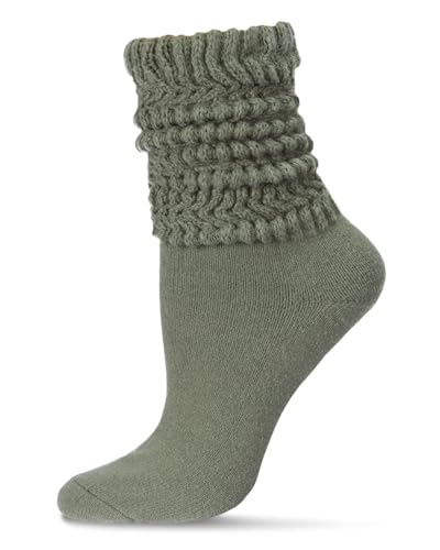 MeMoi Women's Wide Ribbed Cotton Blend Slouch Crew Socks