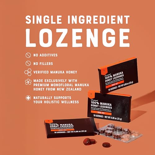 Image of Nate's Manuka Honey Lozenges - 10-Count Blister Pack | MGO 83+ - Soothing Throat Lozenges with New Zealand Manuka Honey for Natural Immune Support