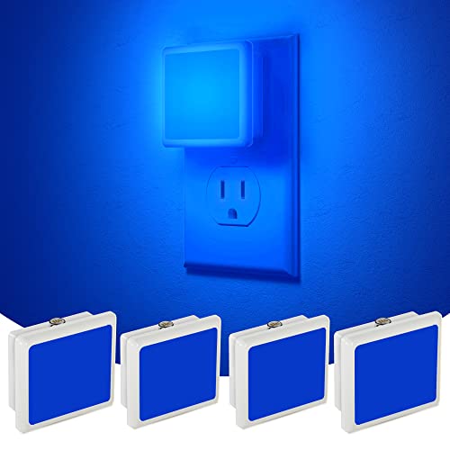 Image of Blue Night Light, JandCase Night Lights Plug into Wall[4 Pack], Nightlight with Dusk to Dawn Light Sensor, 0.3W Blue Light for Party Decor,Bedroom,Bathroom,Gaming Room,Hotel Lighting