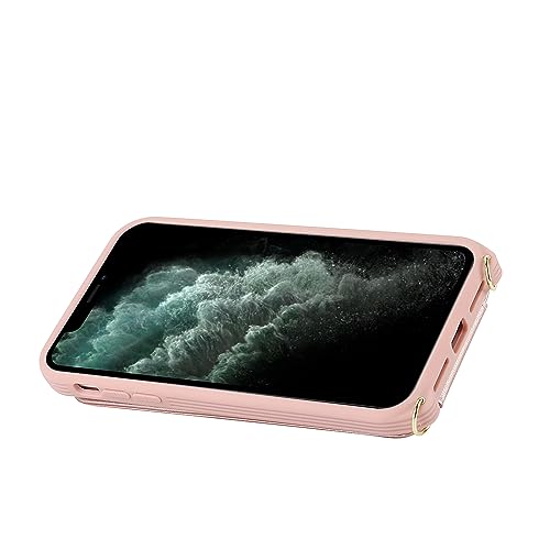 Image of for iPhone 11 Pro Phone Case with Card Holder and Strap for Women,Crossbody Lanyard,RFID Blocking,Kickstand Ring Stand,Snap Clasp,Phone Wallet Cases 5.8 inch(Rose Gold)