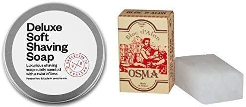 Executive Shaving 100g Deluxe Soft Shaving Soap Lime Scent and 75g Osma Alum Block