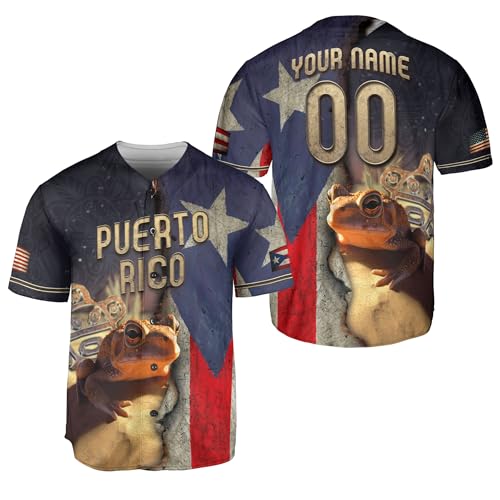 Jersey personalizado de Puerto Rico para hombre, camiseta de béisbol con bandera americana personalizada miniatura 1