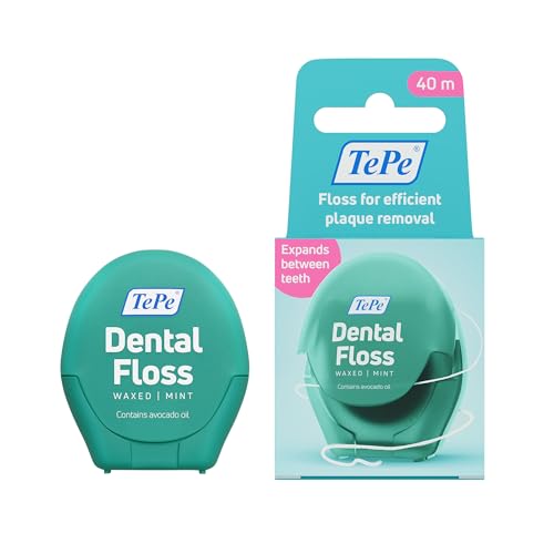 Hilo dental TePe, hilo dental libre de pfas, varias hebras y mayor superficie para una limpieza respetuosa y eficaz entre los dientes, para espacios de nulos a estrechos