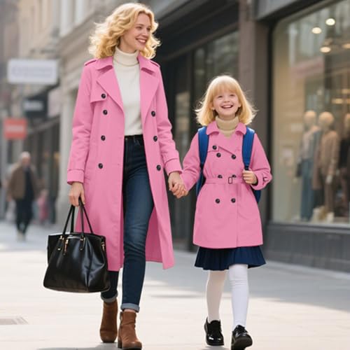 Image of Betusline Womens & Girls Waterproof Trench Coat Double Breasted Lapel Overcoat Outerwear, 3 Years - Women 2XL