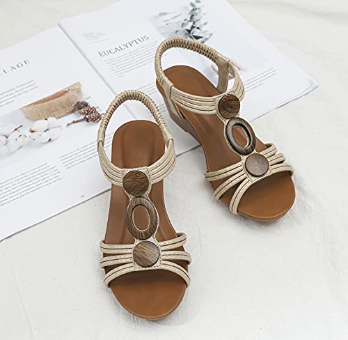 FRALOSHA Wedge Sandals for Women Dressy Open Toe Comfy Casual Summer High Heel Platform Breathable Beach Sandals3