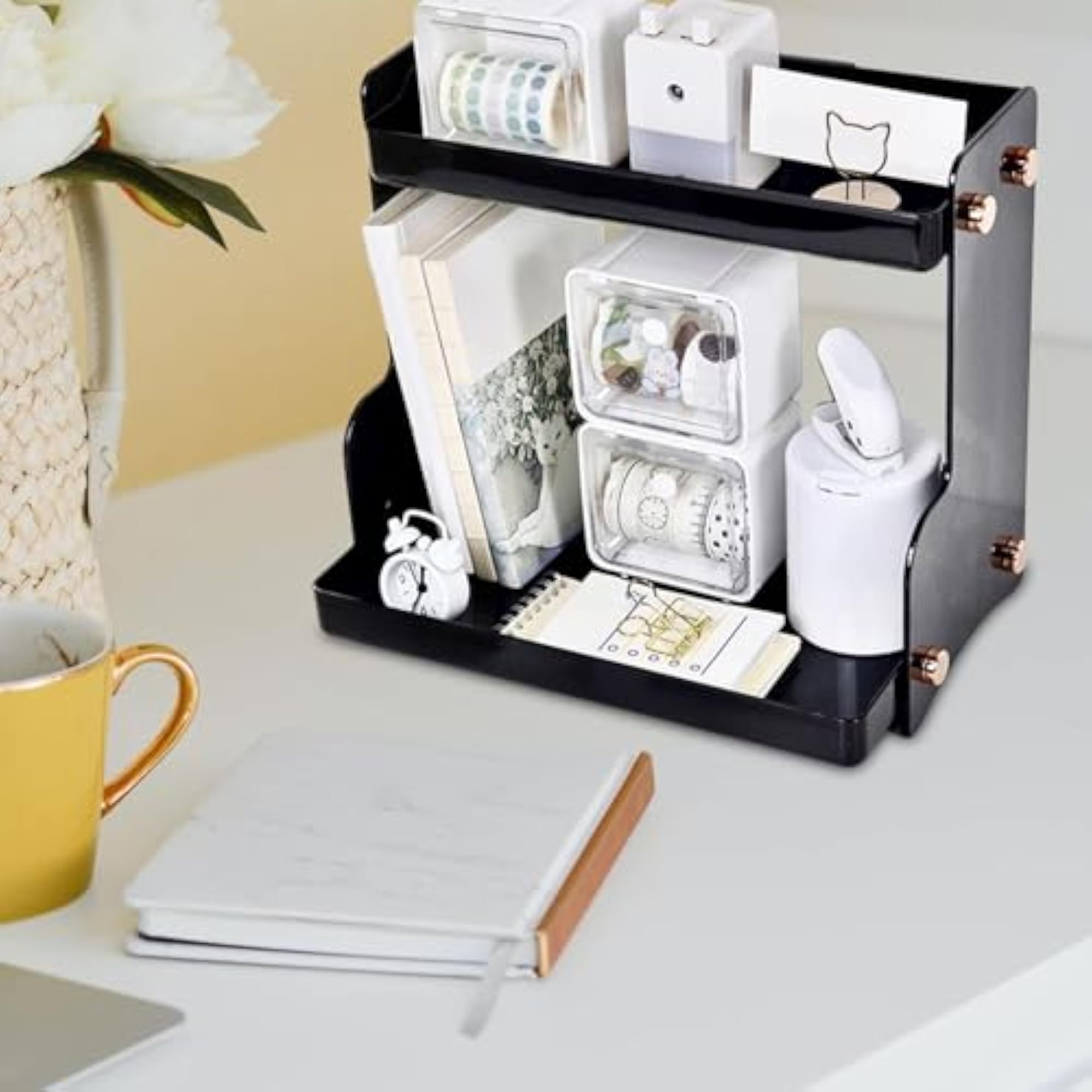 Multi-Purpose Desktop Organizer for Bathroom & Office, Black