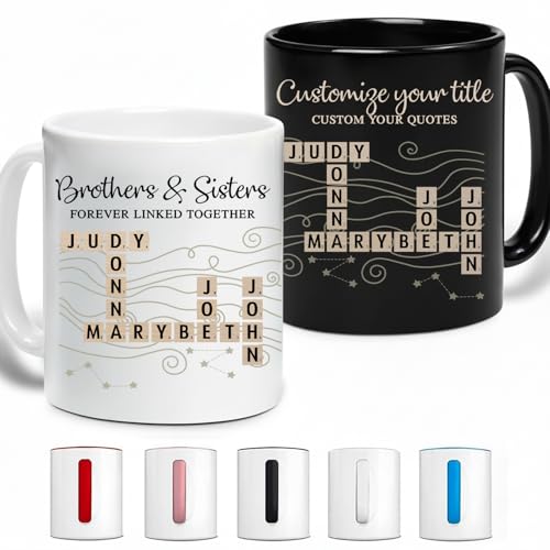 Custom Family Crossword Mug - Brothers & Sisters Forever Linked