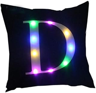ZUODU Creative LED Colorful Lighting Velvet Letter Cushion Cover Pillow Cover Bar Use Party Use Festival Use Gift Use18x18 or 45cm x 45cm 1pc (A)