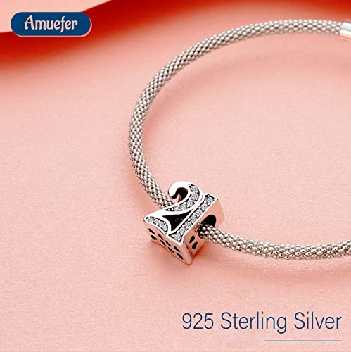 Image of Mothers Day Birthday Number Love Family Friendship Graduation Auntie Grandma Dad Mom Charms for Pandora Bracelets Necklaces, Gifts Women, for Anniversary Valentines Christmas
