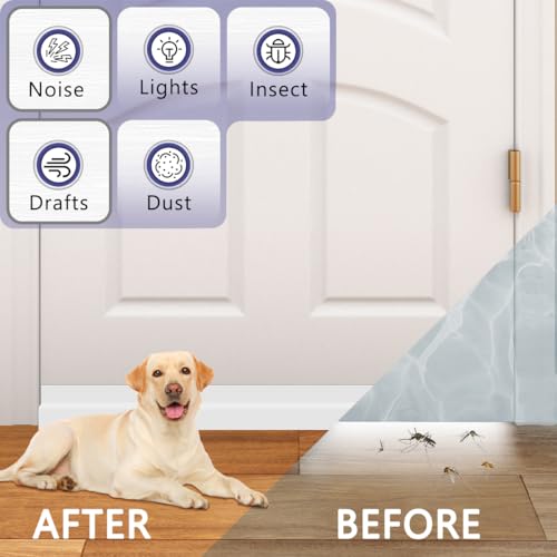 Image of Door Draft Stopper, Adjustable Door Sweep, Silicone Weather Stripping, Under Door Gap Filler, White, 39 inch