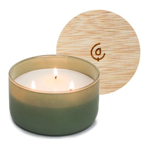 Calyan Wax Co. Pion & Woods 3 Wick Scented Candle - 30 Hour Burn - Luxury 3 Wick Soy Candles - Clean Soy Wax Candles - Long Lasting Large Glass Jar Candle for Home - 8oz