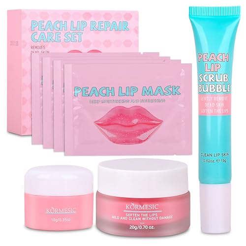Lip Scrub and Lip Mask Set Lip Care Gift Set with Hydrating Lip Balm Lip Scrub Scrub Bubble and Overnight Lip Mask Lip Moisturizer Gift Set for Teens