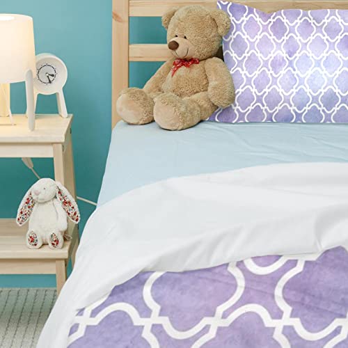 Parure de lit thermique violette au tissage isolant et motif mosaïque - 5