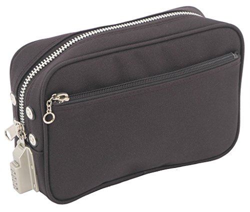 鍵のいらない鍵付バッグ 鍵付セキュリティポーチ SED-1錠付こっそり泥棒対策 現金パスポート収納 SED13063 (黒)