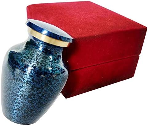 Sigma marine International Celebration of Life Mini Cremation Keepsake Urn for Human Ashes - Blue Small - Beautiful and Timeless Find Comfort Everytime You Look at This Urn - with Velvet Case (Blue)