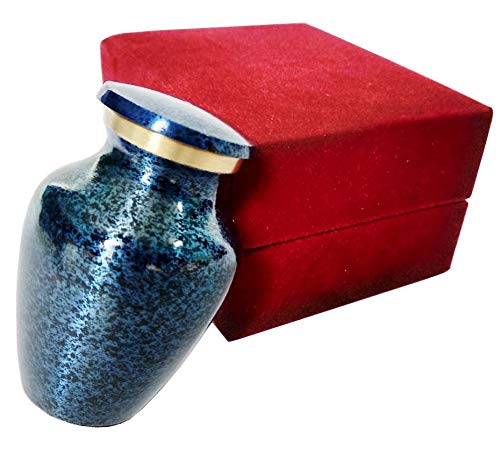 Sigma Marine International Celebration Of Life Mini Cremation Keepsake Urn For Human Ashes - Blue Small - Beautiful And Timeless Find Comfort Everytime You Look At This Urn - With Velvet Case (Blue) #TOP8