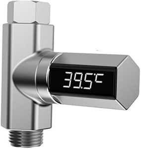 GCSUPERMARKET Digital LED Shower Thermometer - No Battery, Real-Time Water Temp Monitor