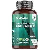 WeightWorld Organic Psyllium Husk Capsules | 1400mg per Serving | 180 Capsules | 3 Months Supply | Prebiotic Fibre Supplement | Soil Association Certified Organic Psyllium Husk Powder Supplement