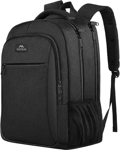 MATEIN Travel Laptop Backpack Work Bag Lightweight Laptop Bag Rucksack for Men Work Anti Theft Business Backpack Water Resistant School Rucksack Gift for Men and Women Fits 15.6 Inch Dark Black