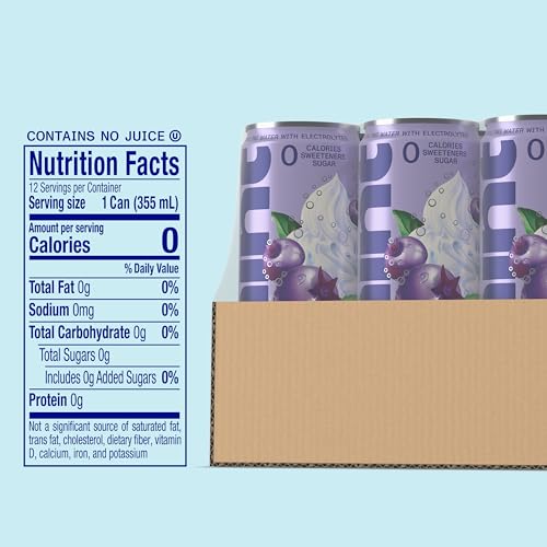 Image of Hint Sparkling Water with Electrolytes Added for Taste, Zero Sugar, Zero Calories, and Zero Sweeteners, 12 Fl Oz (Pack of 12) (12 Fl Oz (Pack Of 12), Huckleberry and Cream)
