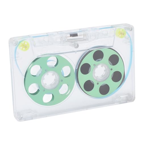 ciciglow Cassette Tape in Reel to Reel, 46 Min Transparent Audio Cassette Tape Case, Empty for DIY Sound Recording, (Green)