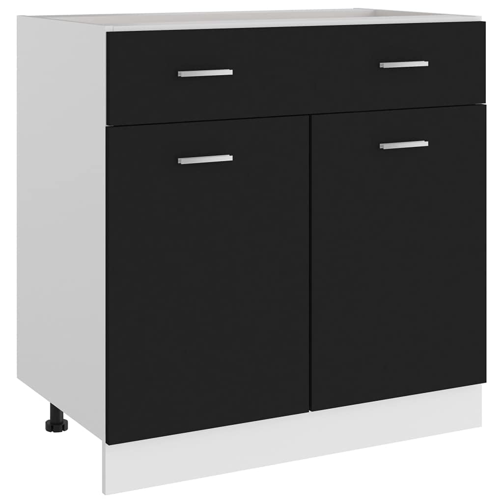 vidaXL Unterschrank 80x46x81,5 cm, Schwarz, Holzwerkstoff, Bad- & Küchenschrank, Unterbeckenschrank, Wandmontierbar