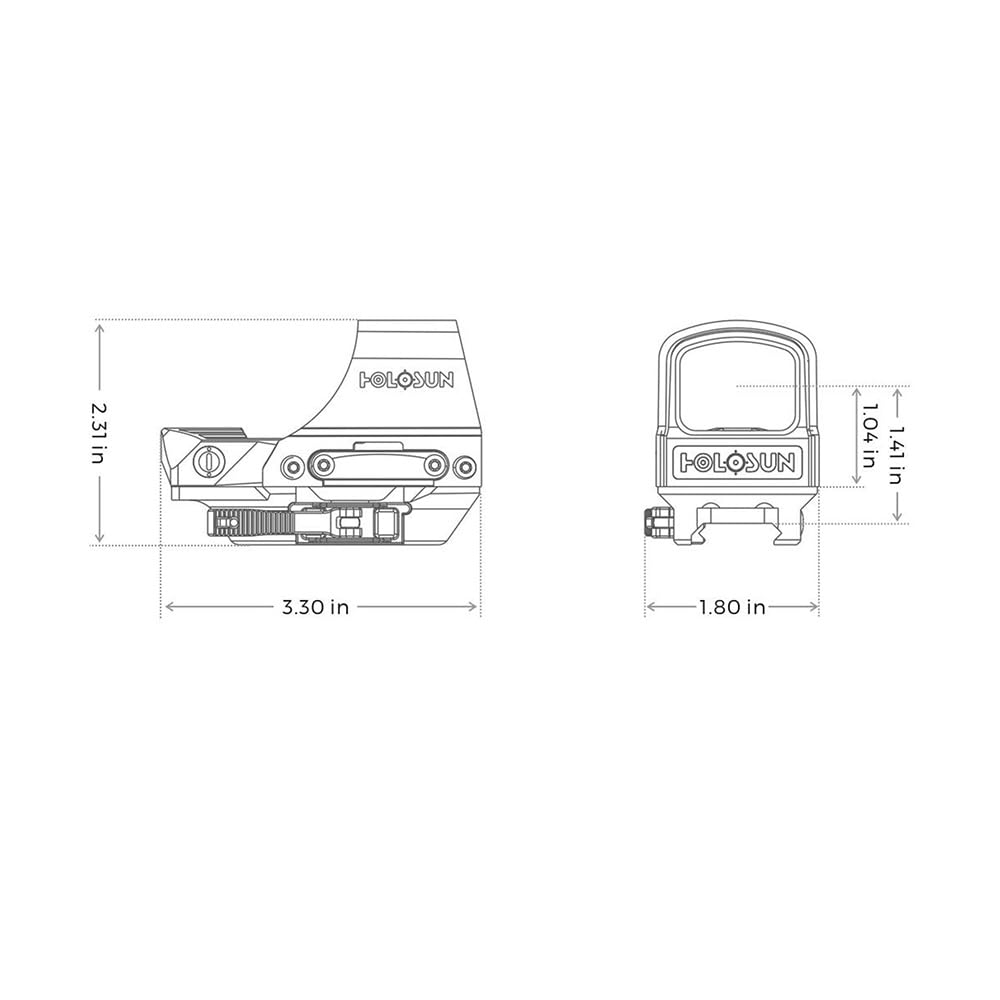 Holosun HS510C - Reflex Red Dot 65 MOA Circle & 2 MOA Dot - Alimentazione Solare, 12 Livelli di Luminosità e Funzione Auto-Spegnimento - IPX8 Impermeabile - Pannello Solare e Sensore di Movimento