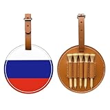 Juego De Soportes Para Tees De Golf Organizador De Golf De Cuero Sintético Con Estampado De La Bandera De Rusia 5 Tees De Madera Accesorio Portátil Para Golfistas Regalo Para Hombres Mujeres Jóvenes