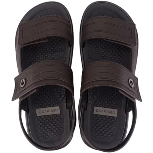 CARTAGO Vêneto, Sandália Masculino, MARROM ESCURO/PRETO, 42