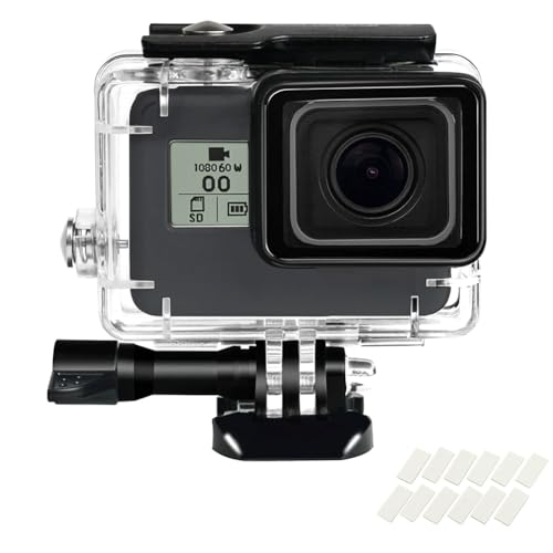 YHTSPORT Funda Impermeable para Gopro Hero 5/6/7 Black, 60M/196FT Carcasa Go Pro con Pinza de Montaje Rápido + 12 Insertos Antivaho para Go Pro 2018/7/6/5