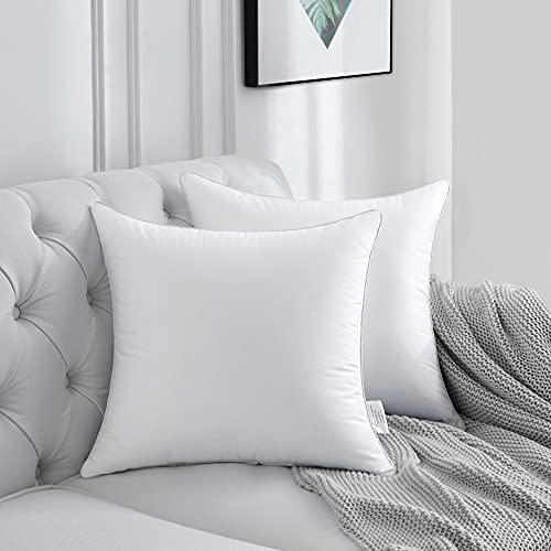 Image of FAVRIQ 24 x 24 Pillow Inserts - 24 Inch Decorative Square Sofa Throw Pillow with 100% Cotton Cover - White Pack of 2