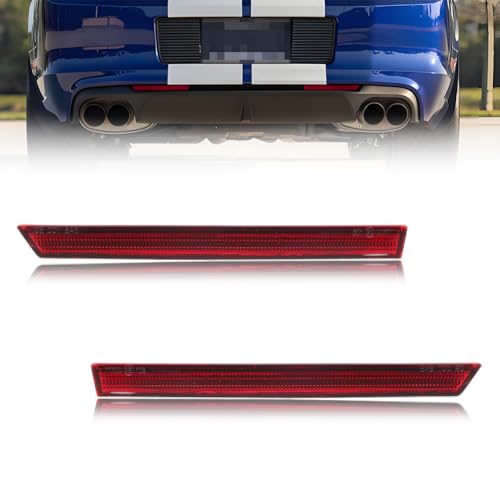 Image of Rear Bumper Reflector Compatible with Fo-rd Must-ANG 2013-2014, [DOT] [Waterproof] Rear Bumper Reflector Housing [No Bulbs], Replace OEM #DR3Z15A448A, 1 Pair, Red Lens