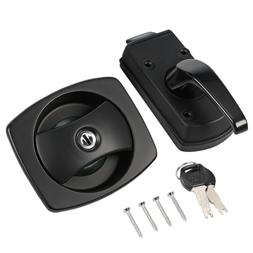 GEAREVER Türschloss Schloss Türriegel FF-System für Wohnwagen Wohnmobil Caravan Boot mit Zylinder und 2 Schlüsseln schwarz