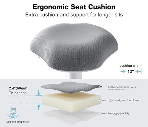 Image of Wobble Stool Adjustable Height Standing Desk Chair with Non-Slip Base and Upgraded Lift for Home and Office (Light Wood)