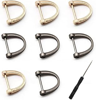LERANXIN D Rings, 8 Pcsd Metal Rings for Bags, D Rings for Sewing in 2 Colors, Shape D Rings Made of Zinc Alloy, with Screw Tools, Suitable for DIY Leather Craft Purse Keychain Accessories