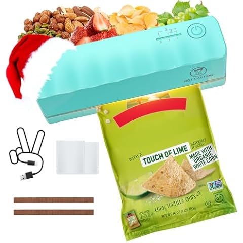 Mini Heat Sealer for Plastic Bag: Portable Handheld Resealer Machine for Mylar Bags Food Storage Snacks Freshness, 5 Adjustable Gears Chip Bag Sealer (Carbon black) (green) Cover