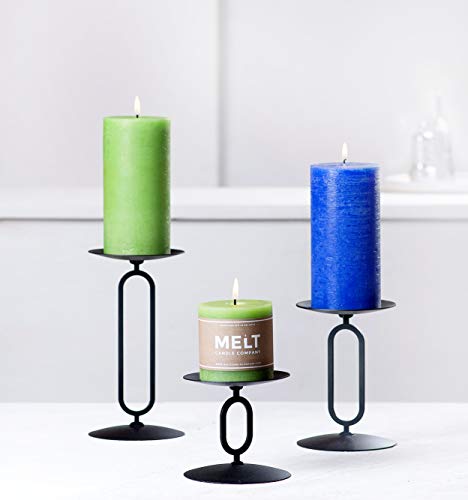 Melt Candle Company Candle Holders Black Metal Base Candleholders For Desk Top Decoration Table Or Mantel Centerpiece In Dining & Living Room, Candelabra For Flameless Led, Sphere & Pillar Candles  thumb #5