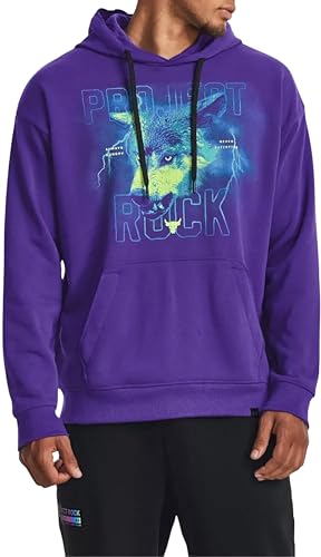 Under Armour Project Rock Heavyweight Terry Men's Hoodie Pullover (US, Alpha, Medium, Regular, Regular, Pluto/Black)