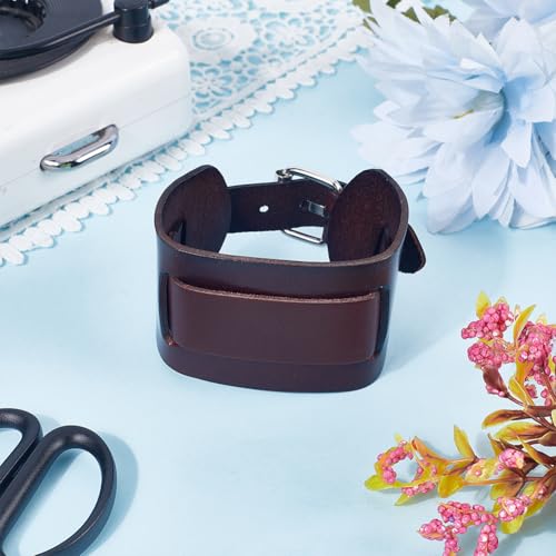 Pulsera de Cuero Genuino Ajustable Color Marrón Mediana miniatura 4