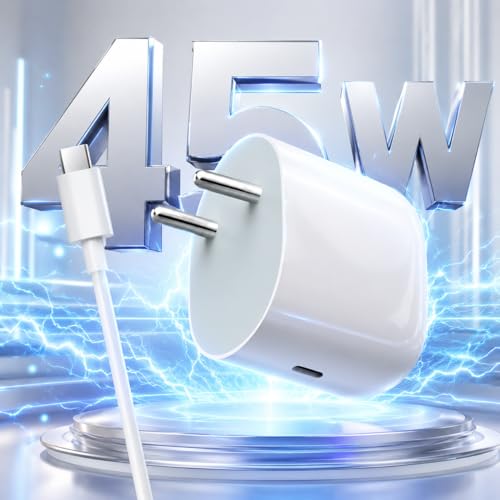 Image of Google 45W Type C Rapid Charging Adapter with 1M USB C Cable for Google 10,9, Pro, XL, Fold, A,8,8 Pro,7, 7 Pro, Pixel Tablet /Slate /Chromebook,4a,4a Pro| Support Other USB C 45 W Quick Charger, White
