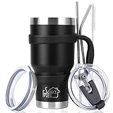ForestSource 30 oz Insulated Tumbler with Lid and Straw - 7 Piece Set, Stainless Steel Tumbler with...