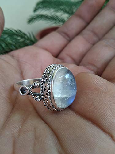 Moonstone Ring, 925 Sterling Silver Ring, June Birthstone, Healing Ring, Mediation Ring, Statement Ring, Engagement Ring, Promise Ring, Mother Day Gift, Classic Ring, Gothic Ring, Jewelry For Women